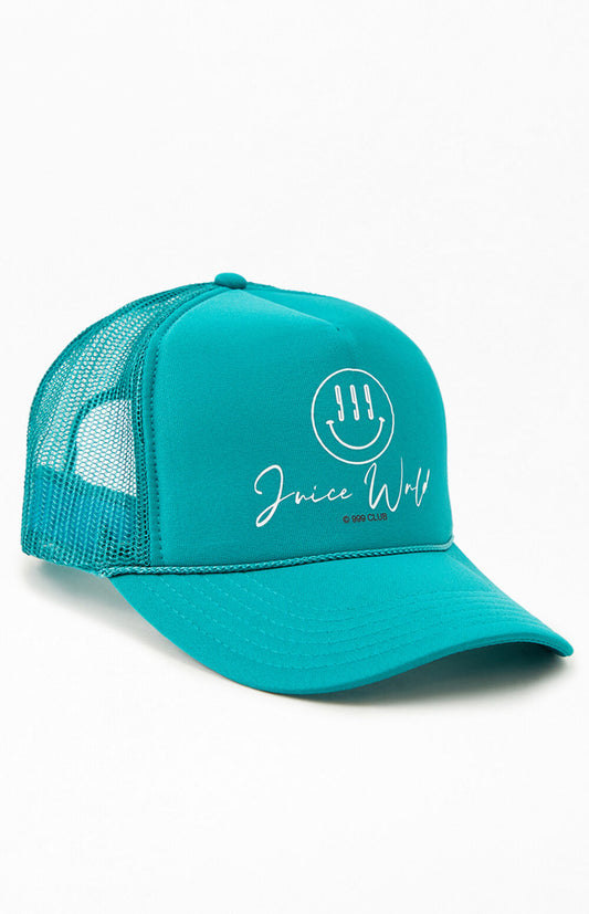 Vintage Smiley 999 Club “Juice World” Teal Trucker Hat