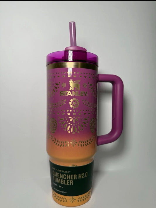 Stanley Dia De Los Muertos Tumbler Midnight Catrina 30 oz Quencher H2.0 “Sunrise Catrina”