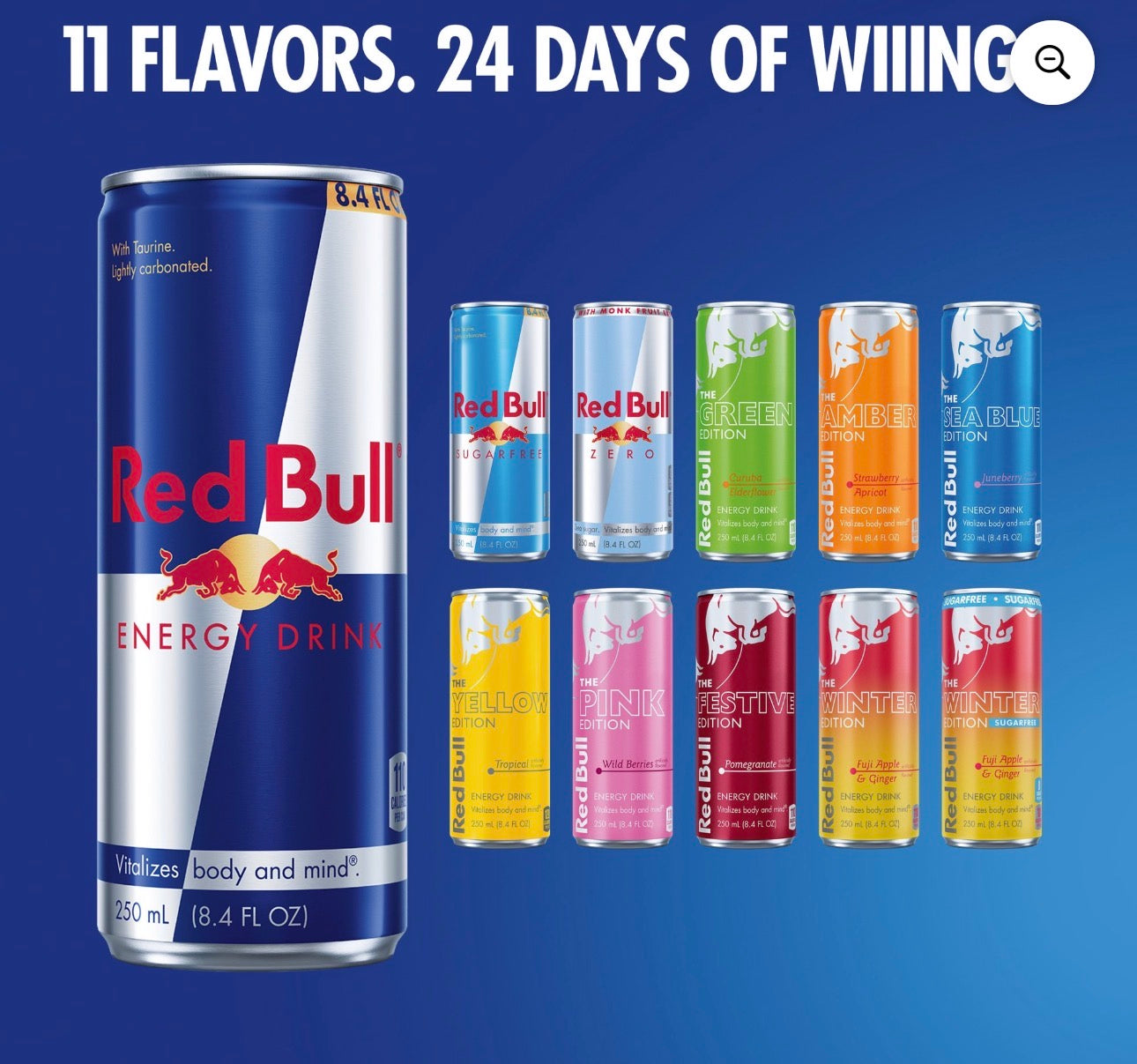 Red Bull Energy Drink Variety Advent Calendar Pack,  with 80mg Caffeine,  Taurine & B Vitamins,  8.4 fl. oz.