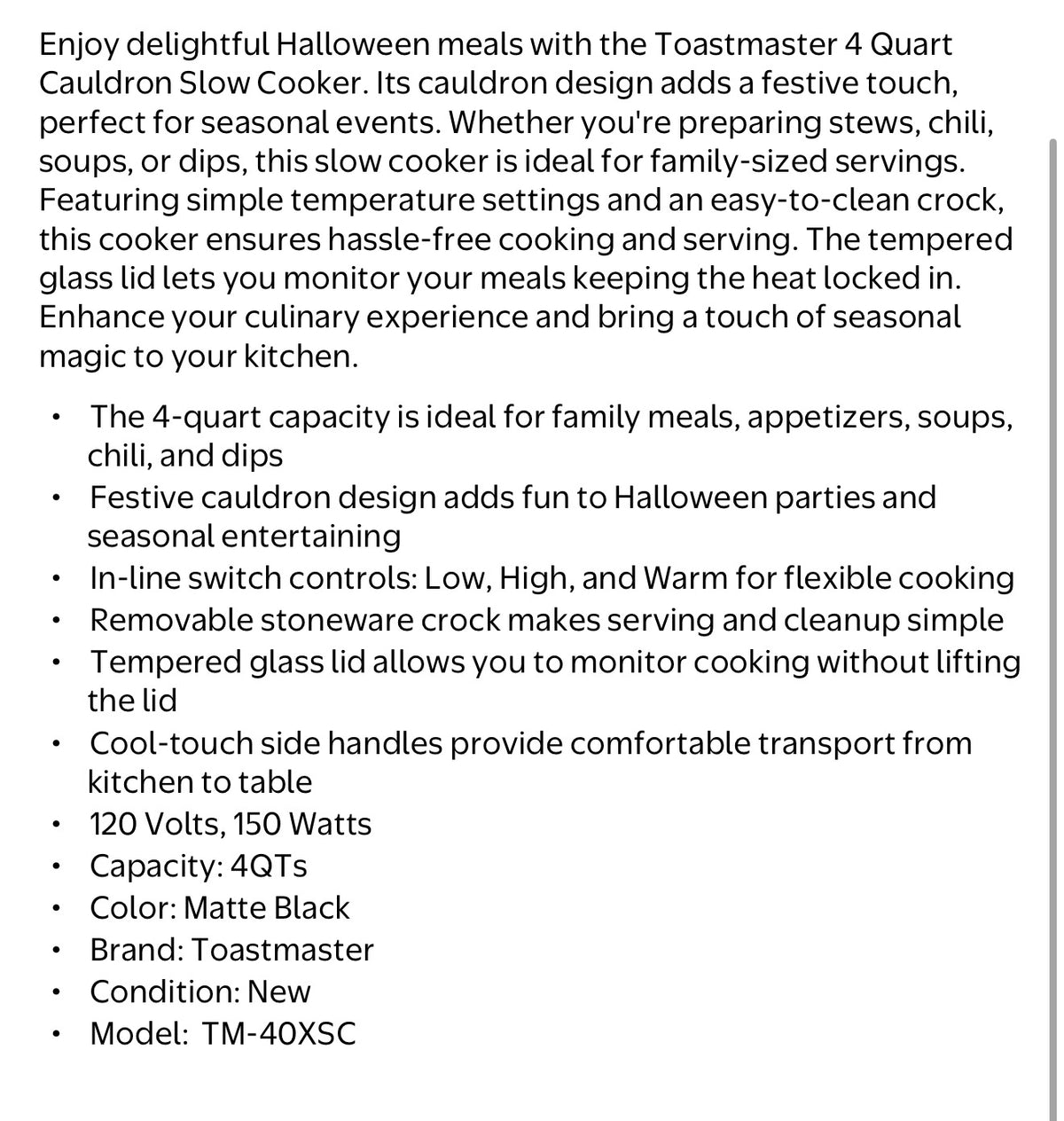Toastmasters Cauldron Slow Cooker