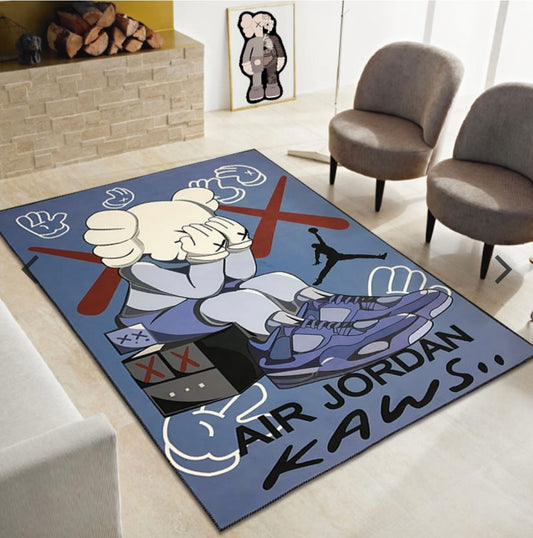 Large HYPE BEAST Designer DECORATIVE LIVING ROOM AREA RUG •Air Jordan “Kaws”