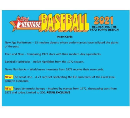 Topps 2021 Heritage Baseball Hanger Pack