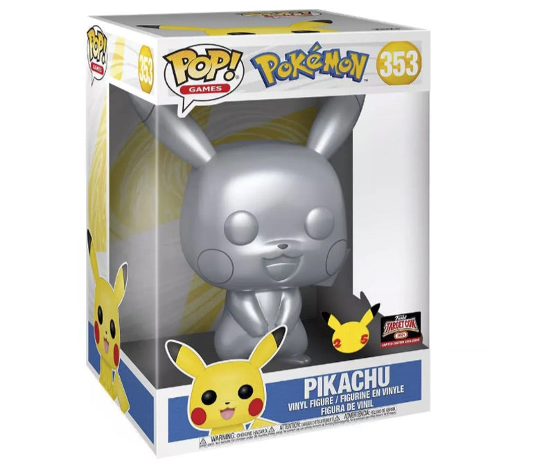 Funko Pop! Games Pokemon Pikachu (Metallic) Target Con Exclusive (10 Inch) Figure #353